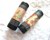 Paper art beads unique tube beads Handmade Paper Bead - set of 2 Paper art beads unique tube beads Handmade Paper Bead - set of 2