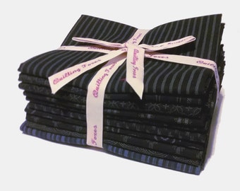10 pcs Fat Quarter Bundle Indigo Tone on Tone Japanese Quilting Fabric AP-FQB