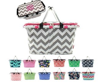 monogrammed picnic basket tote