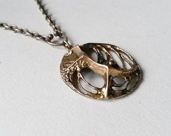 Large Vintage Sten & Laine "Spider web" Bronze Pendant and Chain by Karl Laine, Finland (F397)