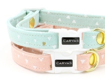 Laura Cat Collar with Breakaway Safety Buckle - Mint, Pink, Geometric - Kitten Size Available