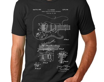 Fender Guitar Tremolo Patent T-shirt, Electric Guitar, Whammy Bar, Fender Shirt, Guitar Art T Shirt, PP0046