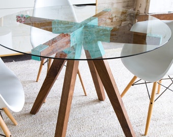 Round Dining Table, Glass Dining Table, Dining Table, Round Glass Dining Table, Cafe Table, Small Glass Table, Kitchen Table, "The Maui"