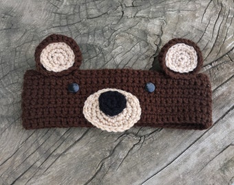 Brown bear ear warmers childrens size 6-10 years.