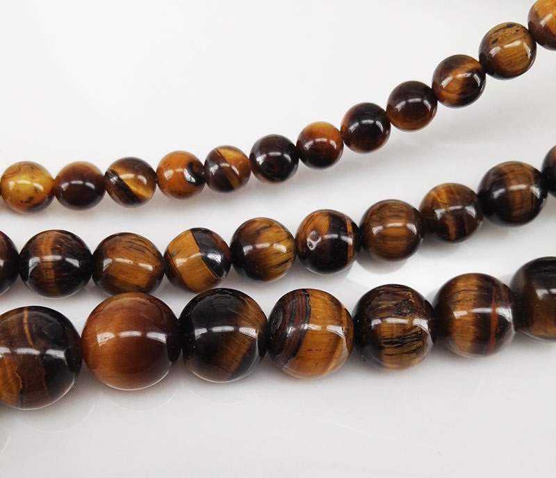 Full Strand 63pcs 6mm Brown Tiger Eye Smooth Round Beads Natural Tiger