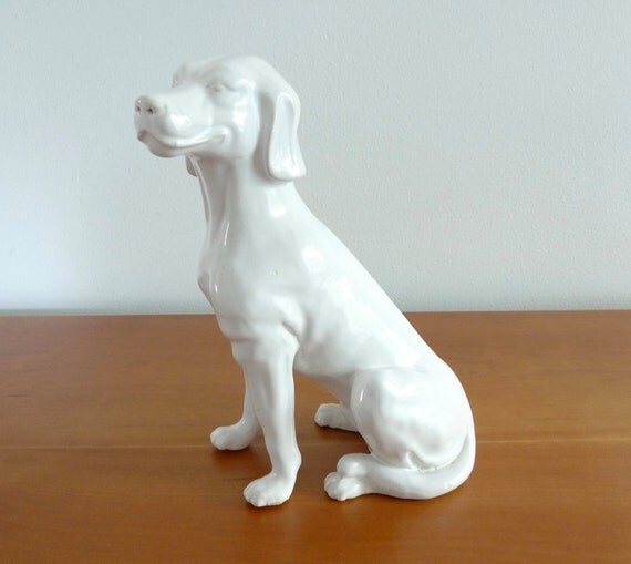 Reserved Porcelain Dog Figurine Large Dog Figurine Ceramic