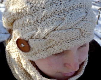 KNITTING PATTERN PDF Hat - Knit pattern slouch hat - Knit pattern cable hat - Knit pattern adult hat