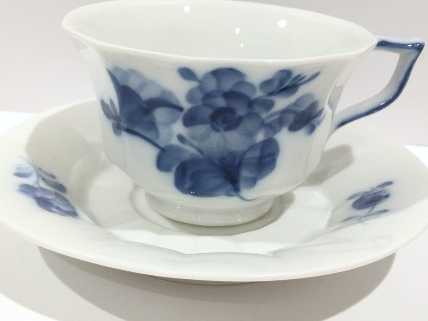Royal Copenhagen Tea Cup and Saucer, Antique Tea Cups, Blue White China