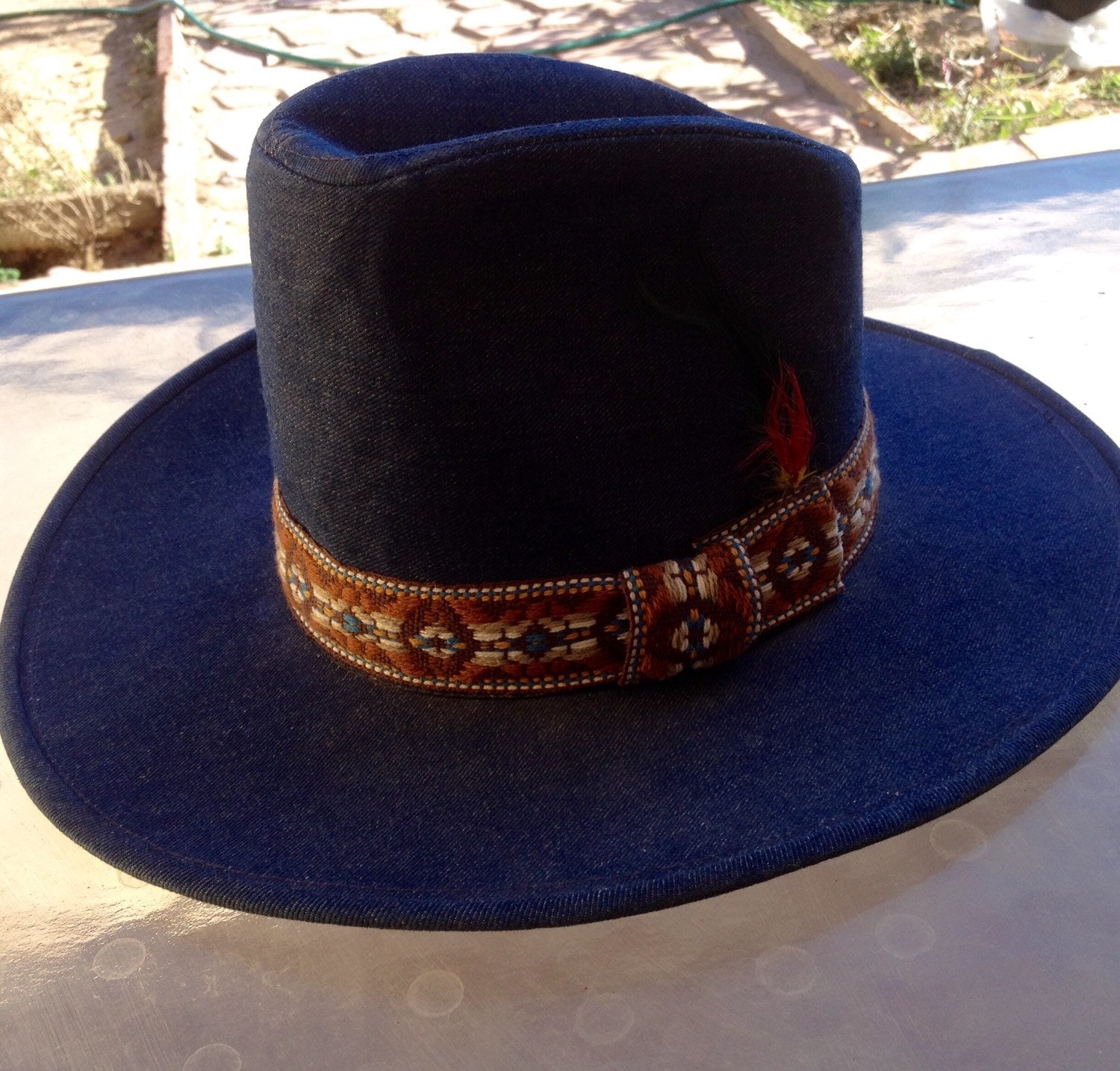 Denim Fedora Hat Billy Jack Hat Jean Fedora Hat Blue Jean