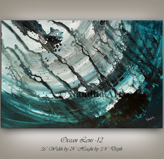 Turquoise Wall Art ABSTRACT PAINTING Huge by ContemporaryArtDaily