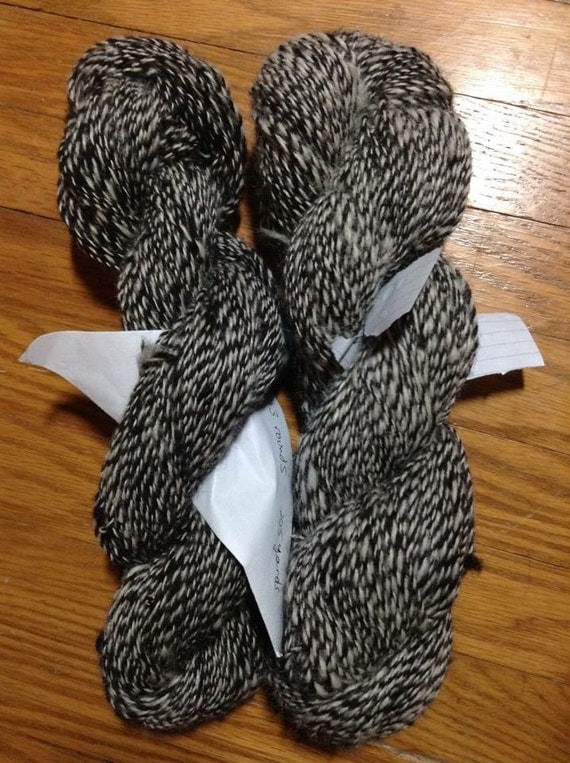 Alpaca Yarn Black and White Tweed Sport Weight Handspun 2