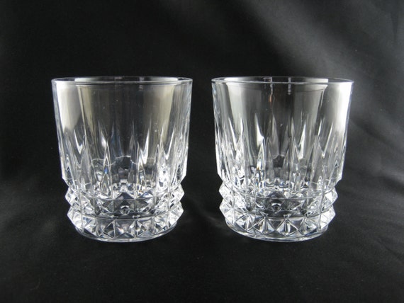 Vintage Pair of Brilliant Crystal Clear Glass Tumblers Old