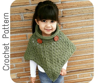 Crochet PATTERN | Cowl Neck Poncho | Women's Poncho Pattern Size 6-16 | Girl's Size 2-16 Poncho Pattern | PDF Digital Download