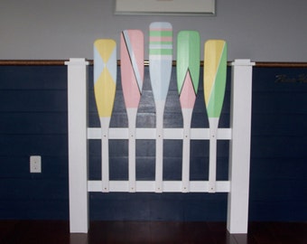 Nautical pastel TWIN headboard (free shipping), Lake headboard, Cottage headboard, Pastel headboard, Paddle headboard