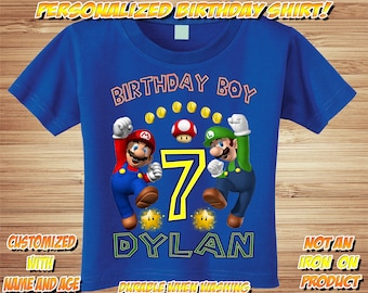 Super Mario Brothers Birthday T Shirt Personalized - nintendo wii video game