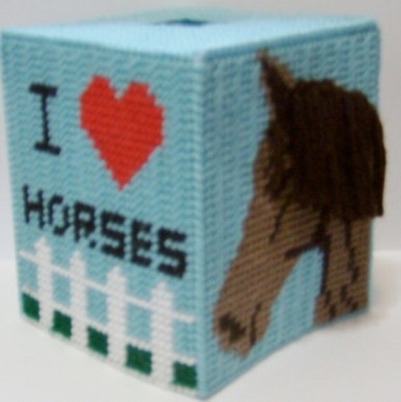 Items similar to I LOVE HORSES Boutique Size Tissue Box Cover Horse