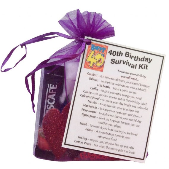 40th Birthday Survival Kit 40th Gift Gift for by SmileGiftsUK