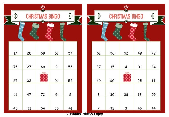 Items similar to 40 Printable Christmas Bingo Cards ...