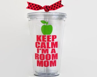 Keep Calm I'm a Room Mom acrylic tumbler, Room Mom Gift, Room Mom Cup, Room Mom tumbler, Keep Calm I'm a Room Mom acrylic cup, Room Mom cup