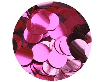 Sequin 30mm flat round Pink Fluorescent Metallic Paillettes. Made in USA.