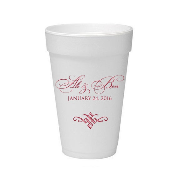 100 Styrofoam Foam Cups Personalized Custom by MemorableWedding