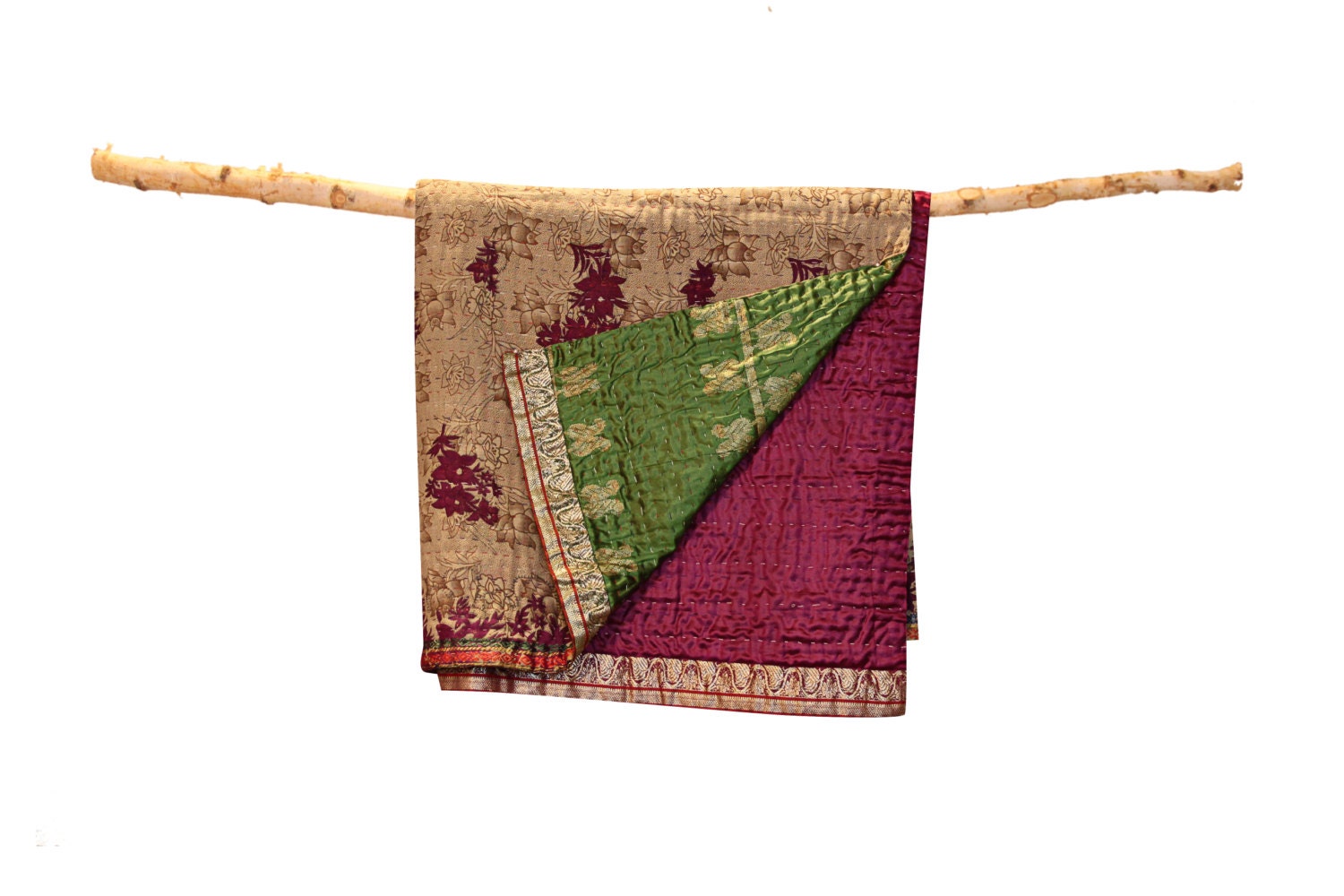 Kantha Blanket Handmade in Bangladesh Reversible Vintage