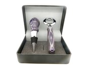 Wedding Gift Set, Handcrafted Bottle Stopper and Bottle Opener with Gift Box featuring Dark Knight Spectraply, Purple Housewarming Gift Set Wedding Gift Set, Handcrafted Bottle Stopper and Bottle Opener with Gift Box featuring Dark Knight Spectraply, Purple Housewarming Gift Set