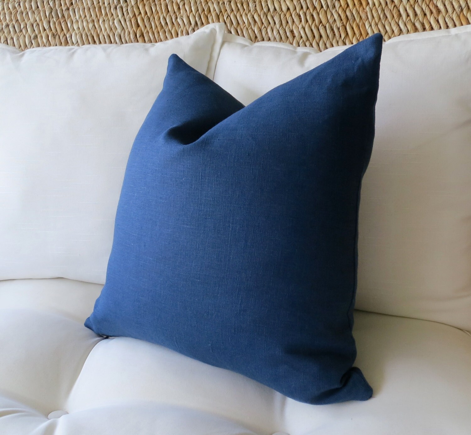 Navy Blue Linen Pillow Cover Solid Pillow Cover Euro Sham