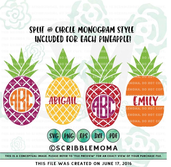 Pineapple svg Pineapple Monogram svg for Cricut Summer svg