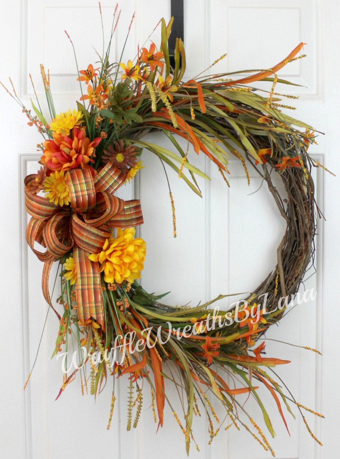 Fall Grapevine Wreath Fall Wreath by WruffleWreathsbyLana on Etsy