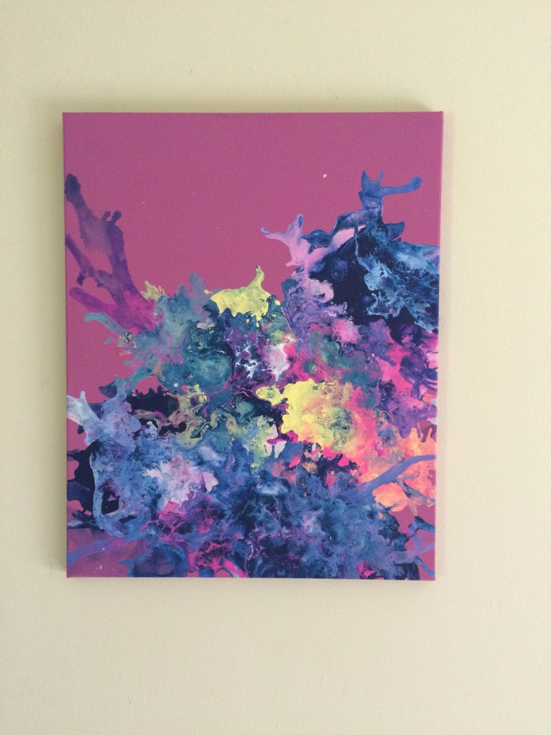 SALE Abstract Pink Art Fluid Painting Pink Purple Art Splatter
