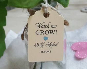 Personalized Favor Tags 2"L x1"w Wedding tags, Thank You tags, Favor tags, Gift tags, watch me grow, grow, seeds favor tags, plants favor