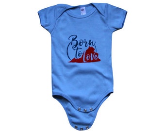 6-12 Months - Born To Love (Baby Blue) Onesie