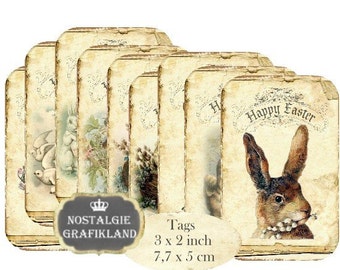 Happy Easter Tags Instant Download digital collage sheet T162 digital Vintage Easter