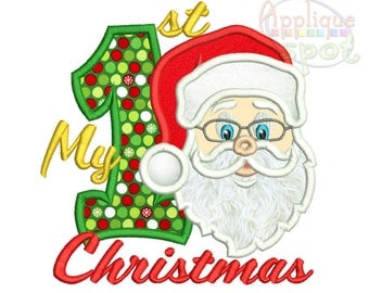 My First 1st Chrismas with Santa <4 sizes included: 4x4 5x7 6x10 7x12> Applique Design Embroidery Machine -Instant Download File