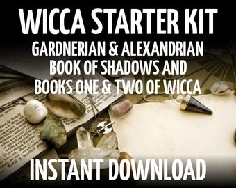 Wicca Starter Kit, Gardnerian and Alexandrian Book of Shadows and Book One and Two of Wicca, Witchcraft, Spell Pages