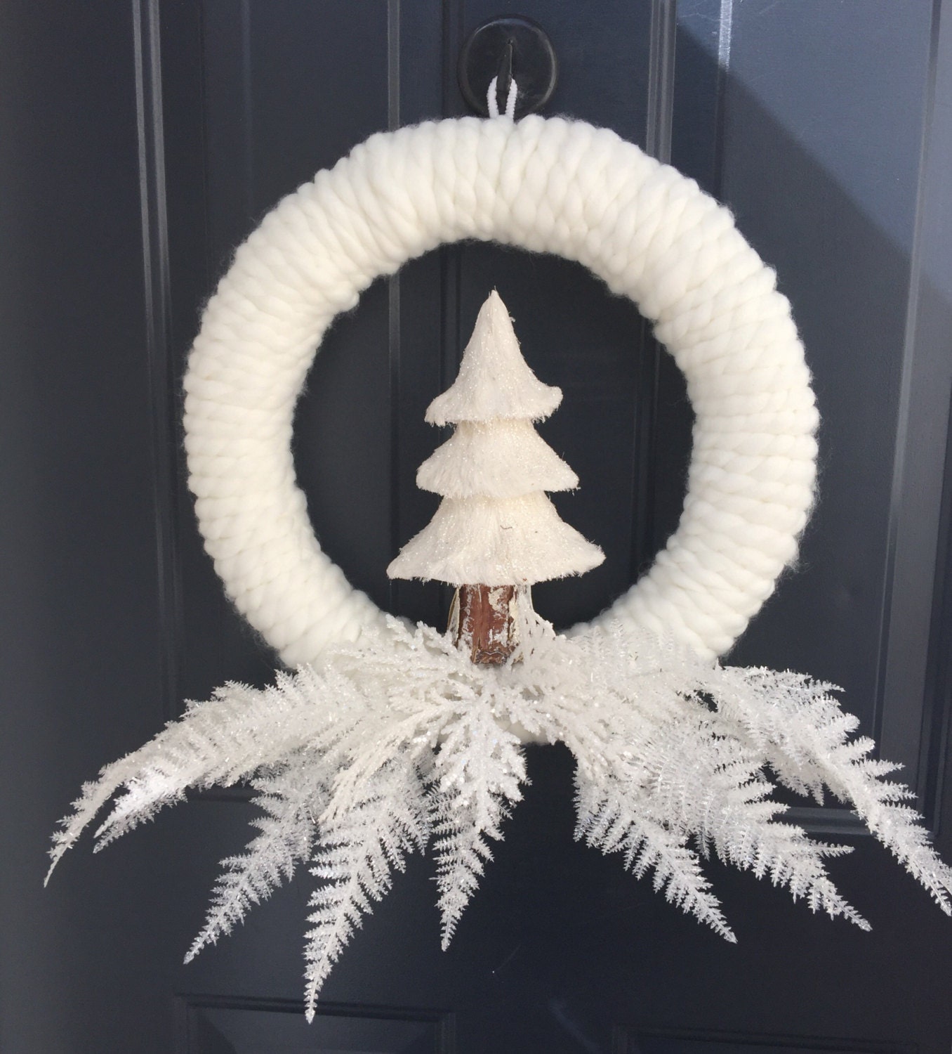 White Christmas Wreath For Front Door Flocked Christmas