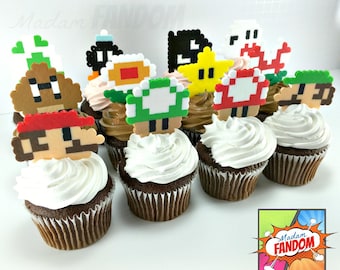 Super Mario Cupcake Toppers Reusable! I Video Game Cupcake Toppers I Super Mario Party Decorations I Super Mario Birthday Party
