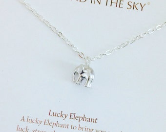 Lucky 3D Silver Elephant Necklace on Gift Card