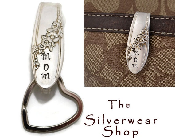 Spoon Handle Purse Hook Queen Bess Key Chain by TheSilverwearShop