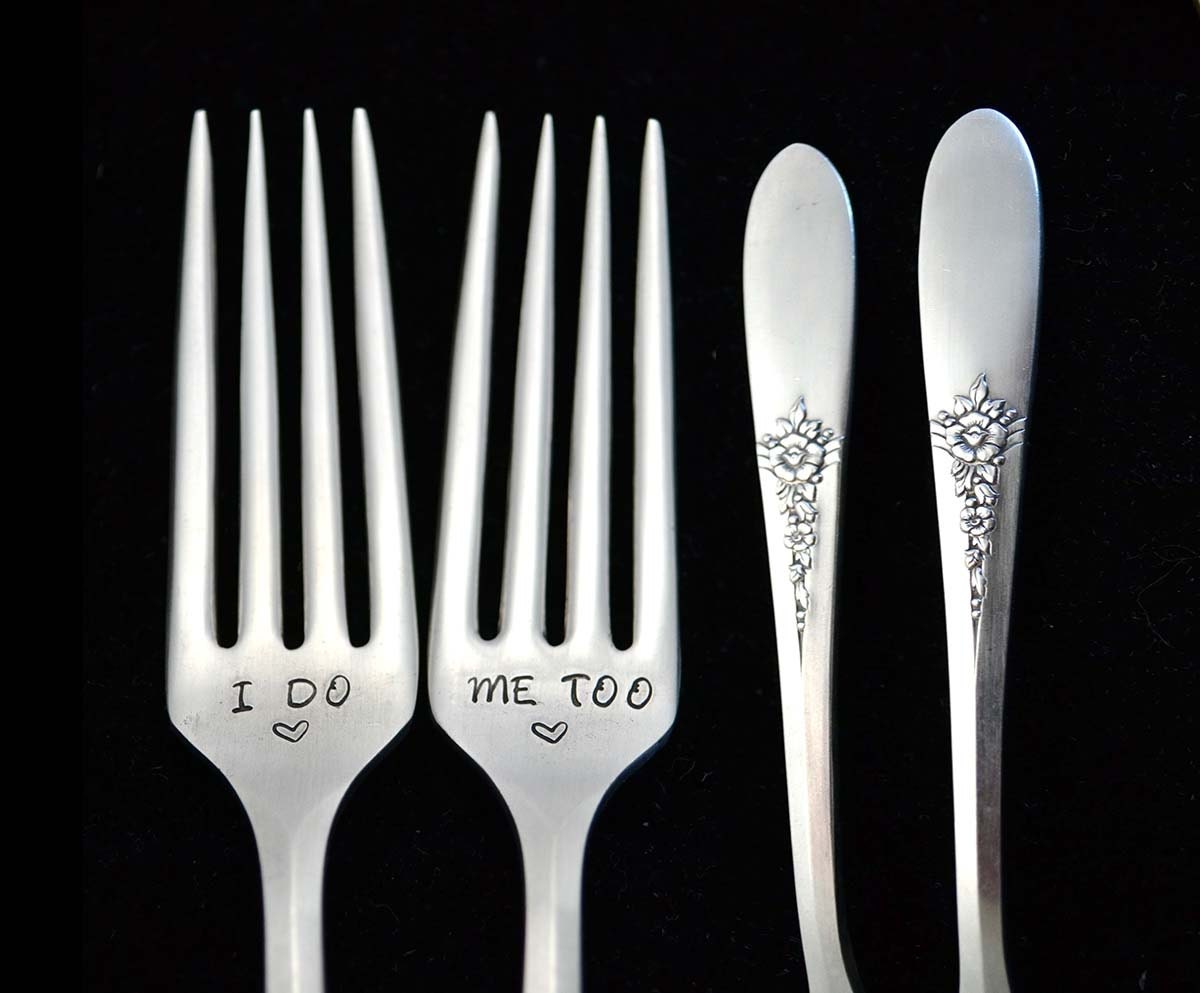 Stamped Forks I Do Me Too Fork Engraved Wedding Forks Dessert