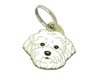 Personalised, stainless steel, breed pet tag, MjavHov, Coton de Tulear