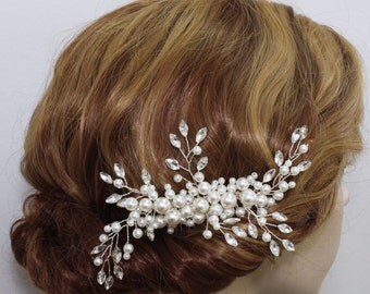 Bridal hair piece Wedding hair accessories Bridal hair comb Bridesmaids hair piece Bridesmaids headpiece prom Swarovski Pearl Rhinestone