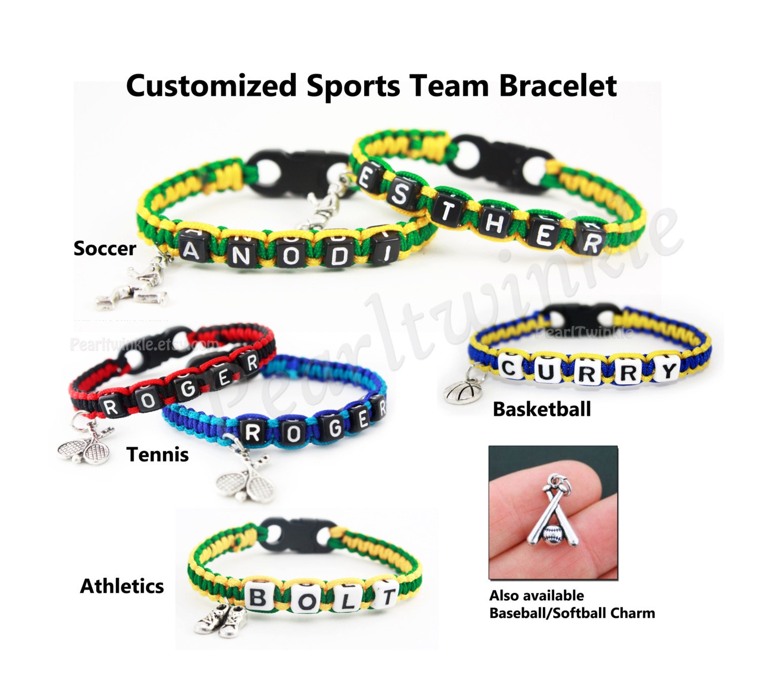 Customized Personalized sports Bracelets Basketball Soccer
