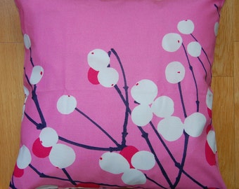 Pink Lumimarja pillow case from Marimekko cotton fabric, from Finland