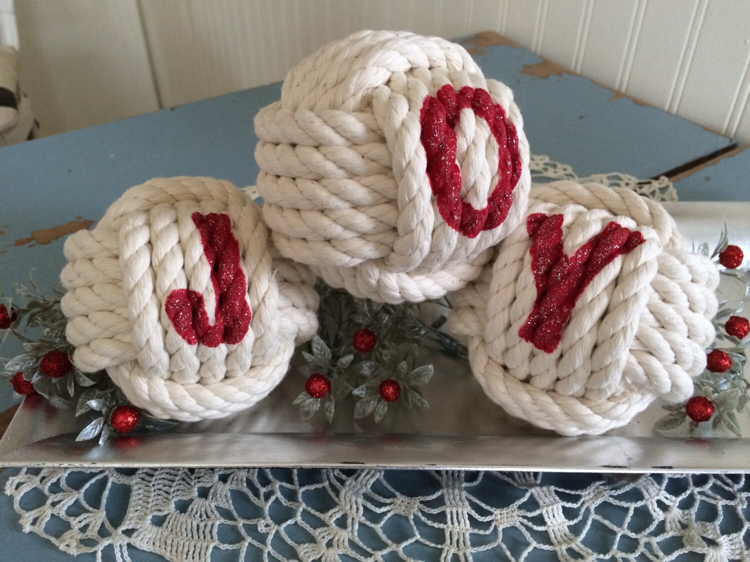 Joy Nautical Rope Knot Christmas Ornament Nautical Christmas