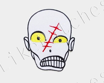 White Funny Face Ghost Halloween New Iron On Patch Embroidered Applique Size 7.7cm.x9.3cm.