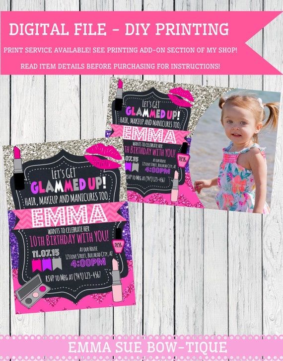 Items similar to Glitz & Glam - Party Birthday Invitation Glitter ...