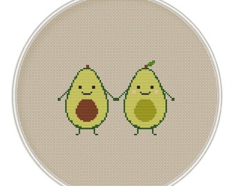 Avocado Cross Stitch Pattern, Kawaii Cross Stitch Pattern, funny cross stitch, cross stitch PDF, Instant download, MCS137
