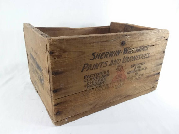 Vintage Sherwin Williams Paint Shipping Wood Crate Shellac